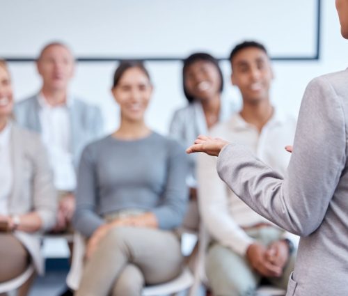 Cropped shot of an unrecognizable businesswoman giving a presentation in the conference room.